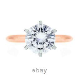 1.00 ct Round Diamond 6 Prongs Royal Crown Setting Ring 925 Silver Lab-Created