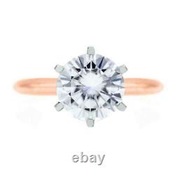 1.00 ct Round Diamond 6 Prongs Royal Crown Setting Ring Silver Lab-Created