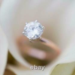 1.00 ct Round Diamond 6 Prongs Royal Crown Setting Ring Silver Lab-Created