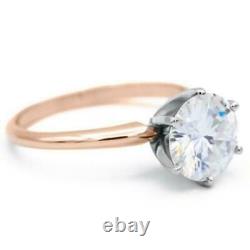 1.00 ct Round Diamond 6 Prongs Royal Crown Setting Wedding Ring Sterling Silver