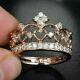 1.10ct Round Simulated Diamond Princess Royal Crown Women Ring Rose Gold Plated
