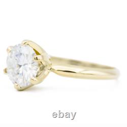 1 ct Round Diamond 6 Prongs Royal Crown Setting Silver Wedding Ring Lab Created