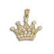10k Solid Yellow Gold Cz Crown Pendant Cubic Royal Necklace Charm Women Men