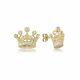 10k Solid Yellow Gold Cubic Zirconia Crown Stud Earrings Royal Women Men