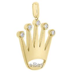 10K Yellow Gold Genuine Diamond Royal Crown Pendant 1.70 Mens Charm 0.57 CT