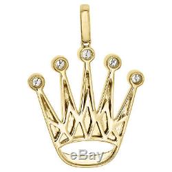 10K Yellow Gold Genuine Diamond Royal Crown Pendant 1.70 Mens Charm 0.57 CT