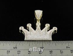 10K Yellow Gold King Royal Crown Real Diamond Pendant 1.2/3 Ct 1.5