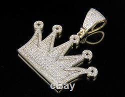 10K Yellow Gold King Royal Crown Real Diamond Pendant 1.2/3 Ct 1.5