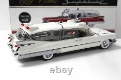 118 Precision Miniatures 1959 Cadillac Superior Crown Royal Ambulance white