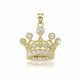 14k Solid Yellow Gold Cz Crown Pendant Cubic Royal Necklace Charm Women Men
