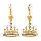 14k Yellow Gold Filigree Royal Crown Drop/dangle Leverback Earrings