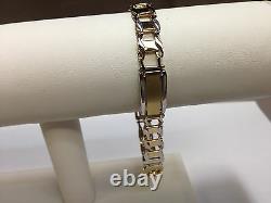 14k Solid Gold Men's Railroad Link chain Bracelet 8.5 9 mm 18 grams