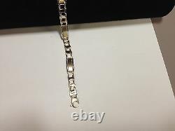 14k Solid Gold Men's Railroad Link chain Bracelet 8.5 9 mm 18 grams