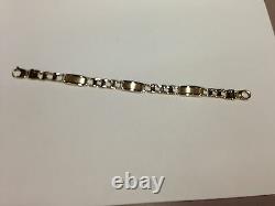 14k Solid Gold Men's Railroad Link chain Bracelet 8.5 9 mm 18 grams