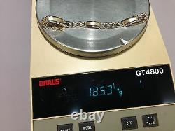 14k Solid Gold Men's Railroad Link chain Bracelet 8.5 9 mm 18 grams