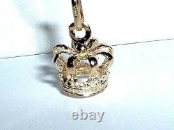 14k YELLOW GOLD 3D ROYAL CROWN PENDANT CHARM