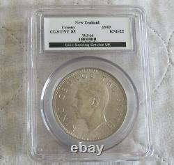 1949 New Zealand Kgvi Proposed Royal Visit Silver Crown Slabbed Cgs 85