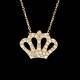 1ct Created Diamond Royal Crown Pendant 16 Cable Chain 14k Yellow Gold Necklace