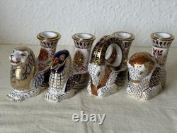 1st Quality Royal Crown Derby Set of 4 Mythical Beasts Candle Holders Pristine