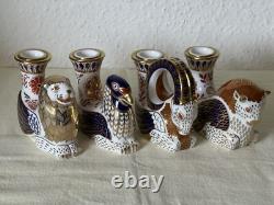 1st Quality Royal Crown Derby Set of 4 Mythical Beasts Candle Holders Pristine
