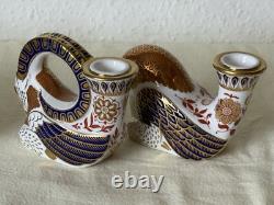 1st Quality Royal Crown Derby Set of 4 Mythical Beasts Candle Holders Pristine