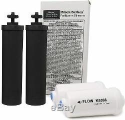 2 Black Berkey & 2 PF-2 Fluoride Water Filters Big Royal Imperial Crown Travel