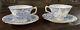 2 Vintage Royal Crown Derby Blue Aves Cup Saucers In Perfect Condition