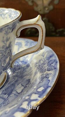 2 Vintage Royal Crown Derby Blue Aves Cup Saucers In PERFECT Condition