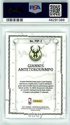 2017 Giannis Antetokounmpo Panini Crown Royale POWER IN THE PAINT PSA 10 Pop 8