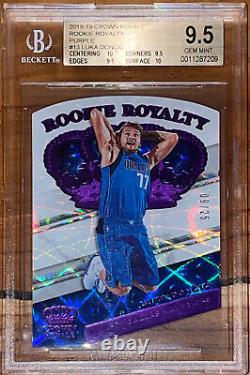 2018 Luka Doncic CROWN ROYALE ROOKIE ROYALTY PURPLE /25 13 BGS 9.5,10 Subs prizm