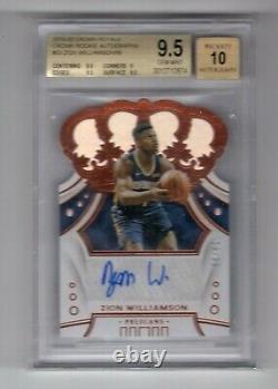 2019-20 Panini Crown Royale Die Cut Rookie Auto 19/99 Zion Williamson Bgs 9.5 10