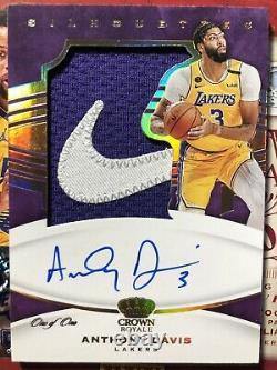 2020-2021 Panini Crown Royale FOTL Anthony Davis Lakers Game Worn Patch Auto 1/1