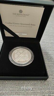 2021 ROYAL MINT GOTHIC CROWN QUARTERED ARMS SILVER PROOF TWO OUNCE 2oz BRAND NEW