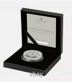 2021 ROYAL MINT GOTHIC CROWN QUARTERED ARMS SILVER PROOF TWO OUNCE 2oz BRAND NEW