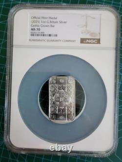 2025 Royal Mint 1oz The GOTHIC CROWN Silver Bar NEW Graded NGC MS70 2 OF 24 (2)