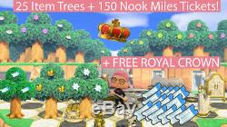 25 Rare Item Trees + 150 NMTs + Royal Crown Animal Crossing New Horizons Stars
