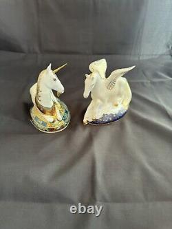 3 Pieces Of Royal Crown Derby Mythical Beasts Unicorn & Plate & Pegasus