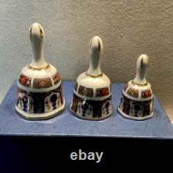 3 X Royal Crown Derby Bells, Old Imari Pattern Bells 48679 England