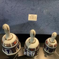 3 X Royal Crown Derby Bells, Old Imari Pattern Bells 48679 England