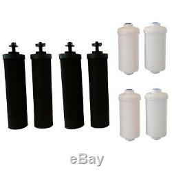 4 Black Berkey & 4 PF-2 Fluoride Filters Big Royal Imperial Crown Travel Light