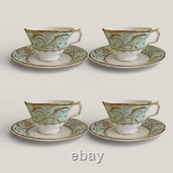 (4) ROYAL CROWN DERBY Darley Abbey TEA CUPS AND SAUCERS New
