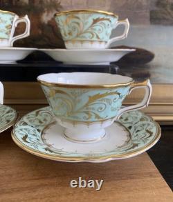 (4) ROYAL CROWN DERBY Darley Abbey TEA CUPS AND SAUCERS New