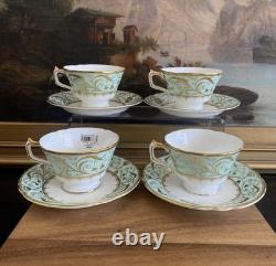 (4) ROYAL CROWN DERBY Darley Abbey TEA CUPS AND SAUCERS New