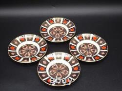 4 Royal Crown Derby Bone China Old Imari Demitasse Coffee Cans & Saucers #1128