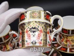 4 Royal Crown Derby Bone China Old Imari Demitasse Coffee Cans & Saucers #1128