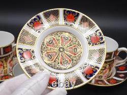 4 Royal Crown Derby Bone China Old Imari Demitasse Coffee Cans & Saucers #1128