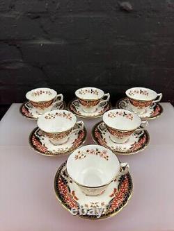 6 x Royal Crown Derby Japan Kings Pattern Tea Cups and Saucers Set New