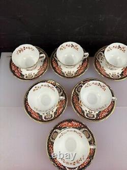 6 x Royal Crown Derby Japan Kings Pattern Tea Cups and Saucers Set New