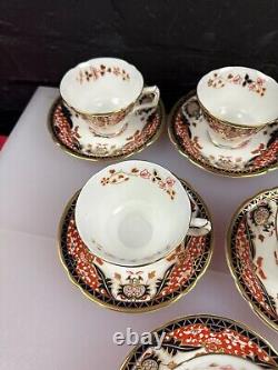 6 x Royal Crown Derby Japan Kings Pattern Tea Cups and Saucers Set New