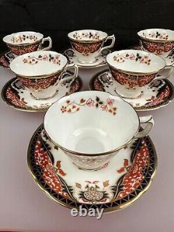 6 x Royal Crown Derby Japan Kings Pattern Tea Cups and Saucers Set New